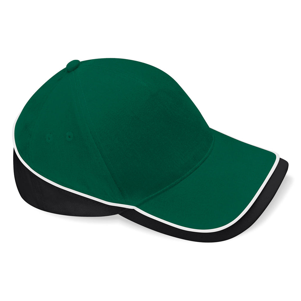 Beechfield - Teamwear Competetion Cap - Adjustable - Bottle Green/Black/White