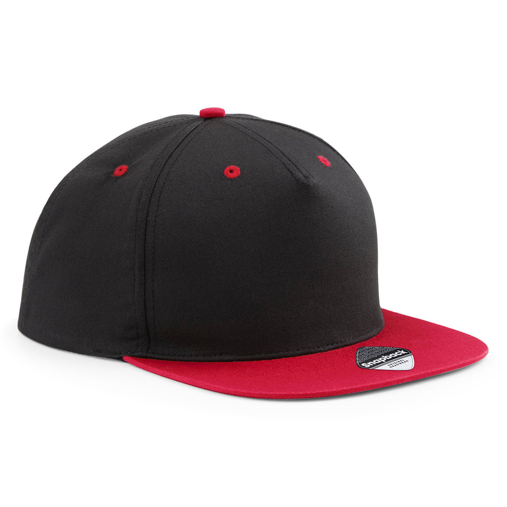 Beechfield - 5 Panel Contrast - Snapback- Black/Classic Red