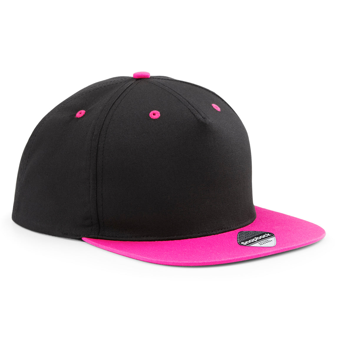 Beechfield - 5 Panel Contrast - Snapback - Black/Fuchsia