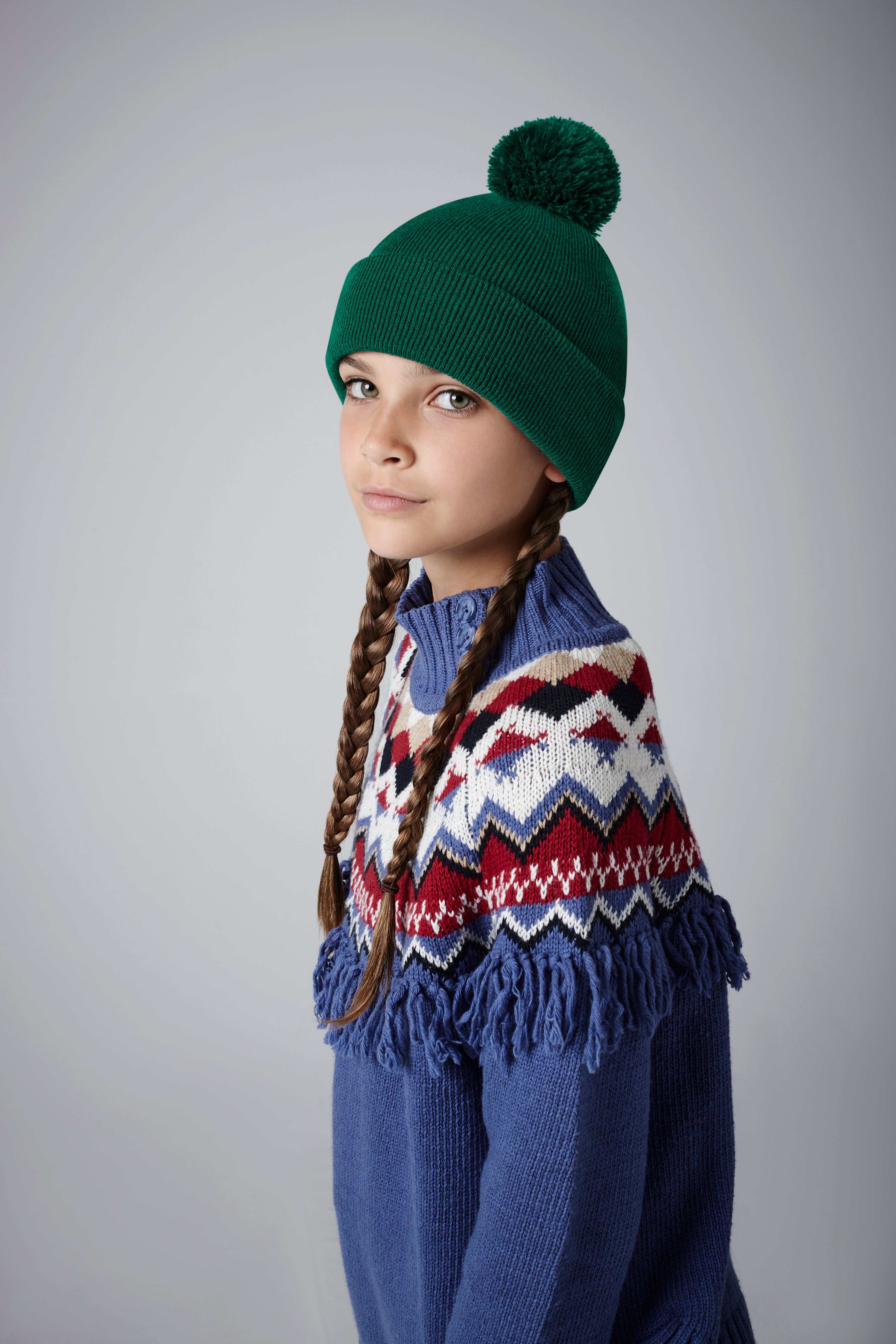 Beechfield - Junior Original Pom Pom - Beanie - Bottle Green