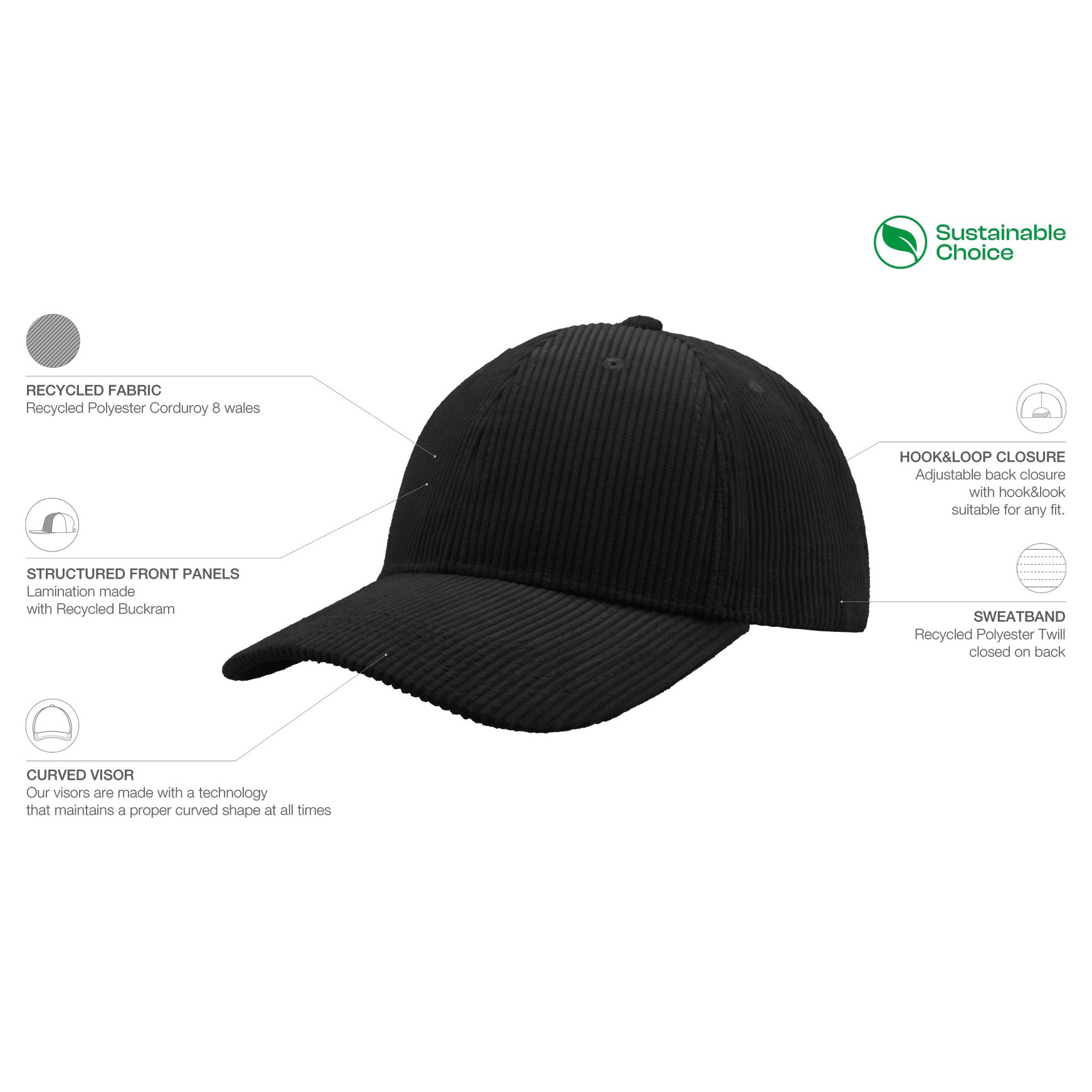 Atlantis - Cordy Cap Recycled - Adjustable - Black