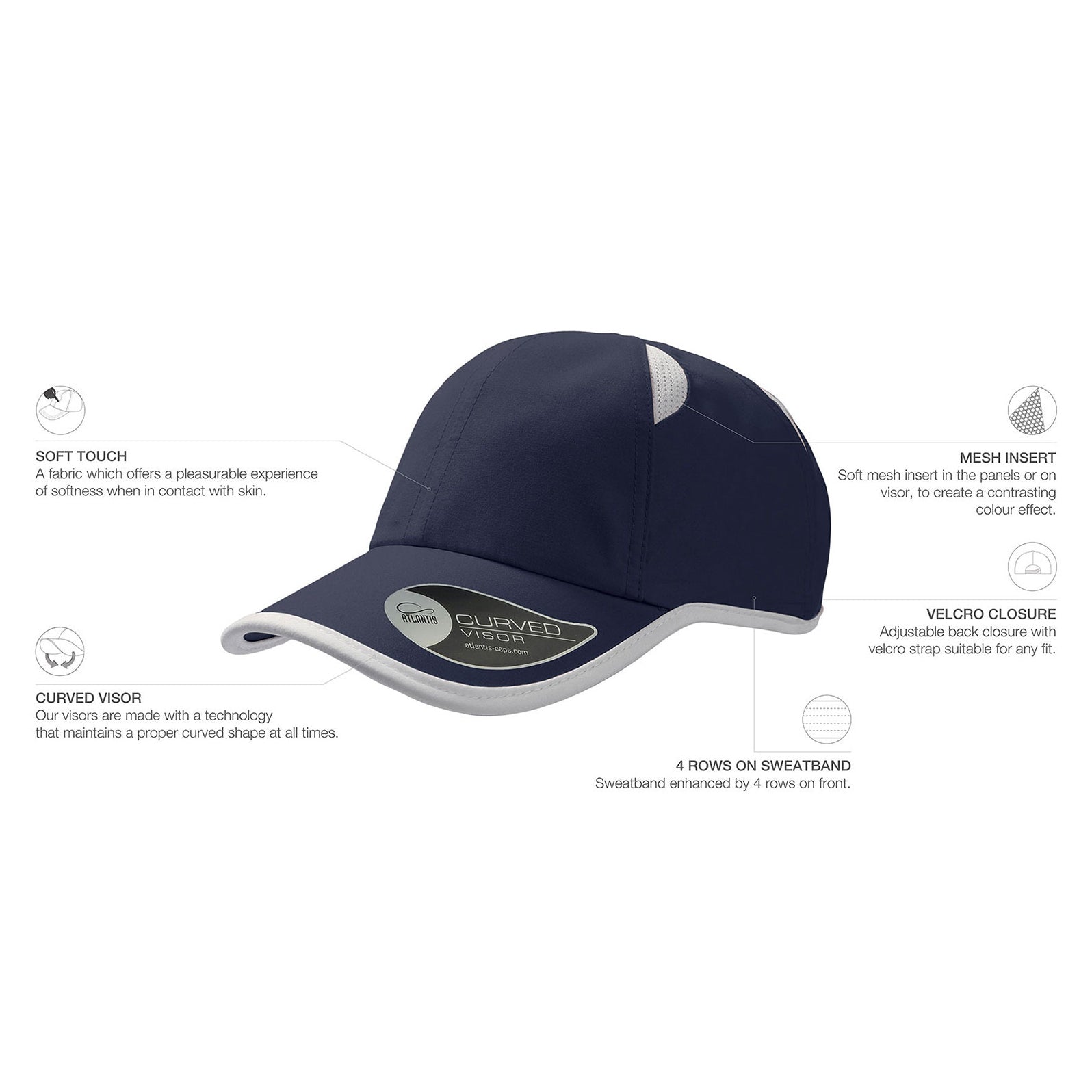 Atlantis - Gym Runner Cap - Adjustable - Navy/White