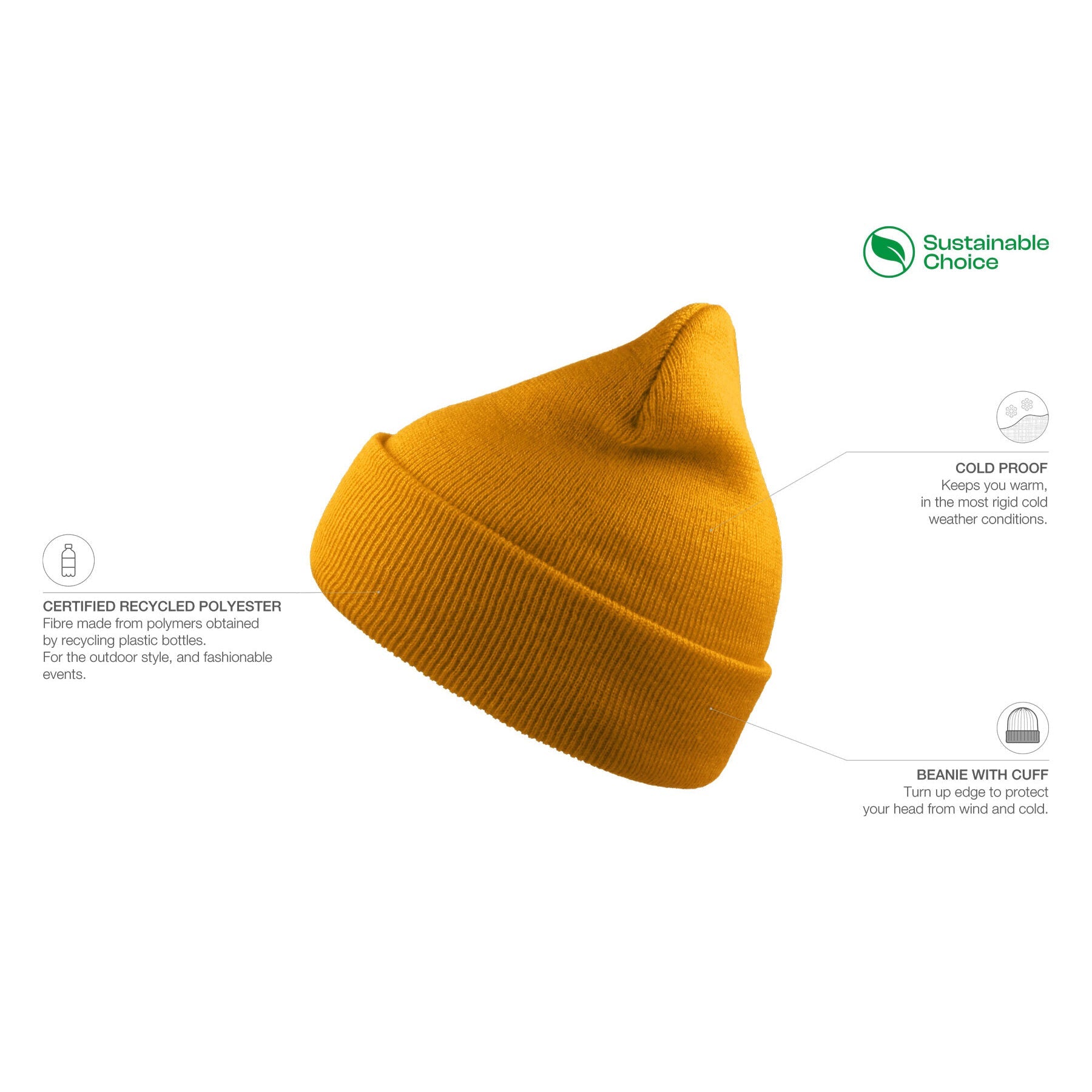 Atlantis - Wind Recycled - Beanie - Mustard