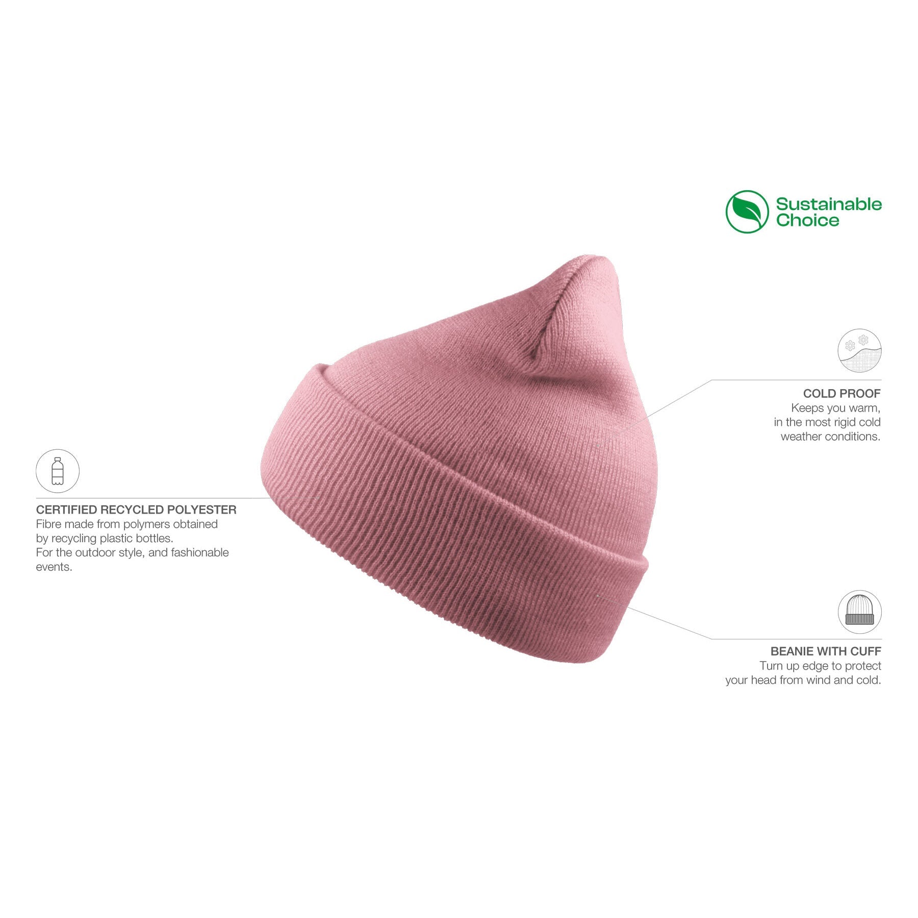 Atlantis - Wind Recycled - Beanie - Pink