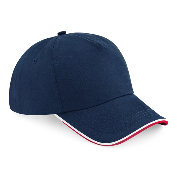 Beechfield - Authentic Piped Peak - Adjustable - French Navy/Classic Red/White