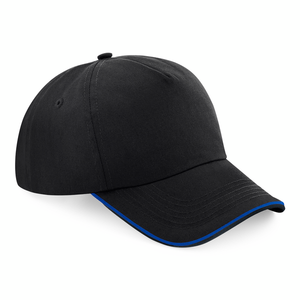 Beechfield - Authentic Piped Peak - Adjustable - Black/Bright Royal