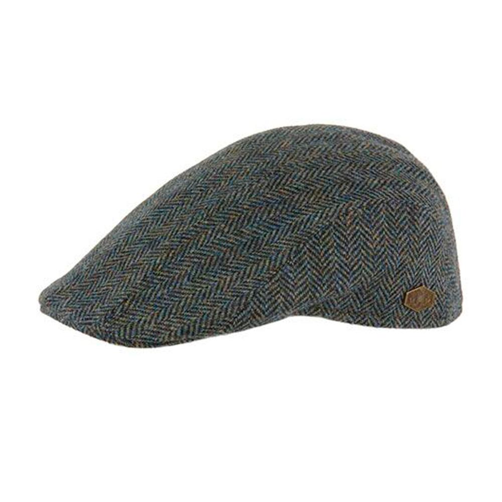 MJM Hats - Maddy - Sixpence/Flat Cap - Blue Herringbone