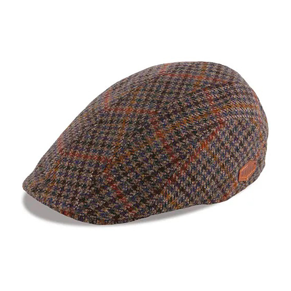 MJM Hats - Maddy Virgin Wool Cashmere - Sixpence/Flat Cap - Olive Green Check