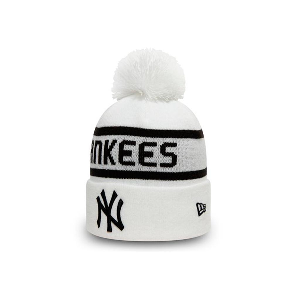 New Era - NY Yankees Stripe Cuff Bobble - Beanie - White