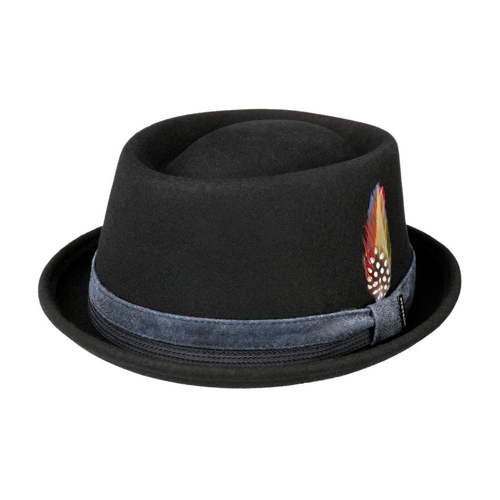 Stetson - Burley Pork Pie Wool Hat - Fedora - Black