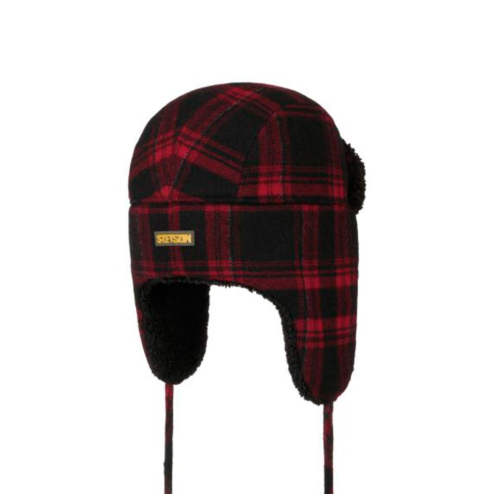 Stetson - Country Check Lapeer Aviator Hat - Beanie - Black/Red