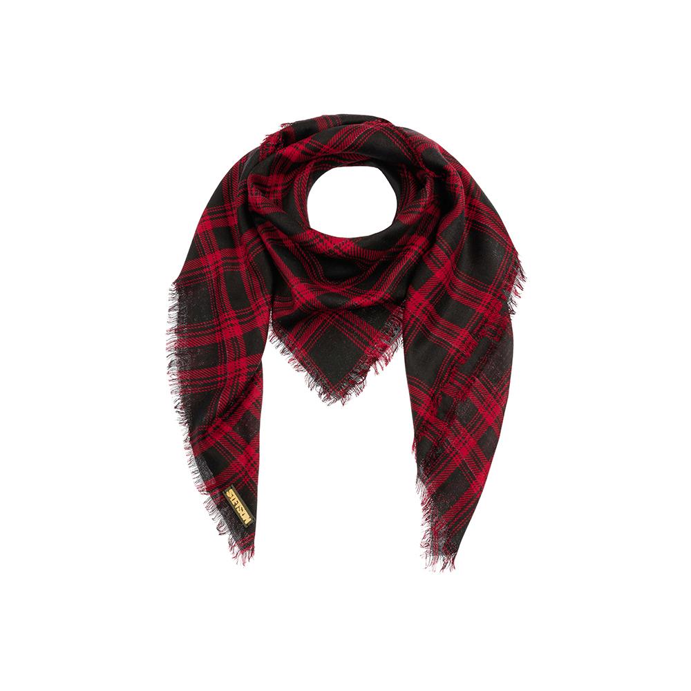 Stetson - Scarf Shadow Plaid - Accessories - Black/Red